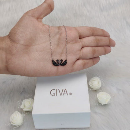 Silver Black Swan Necklace