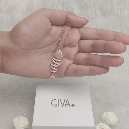 Matte Rose Gold Fishbone Pendant