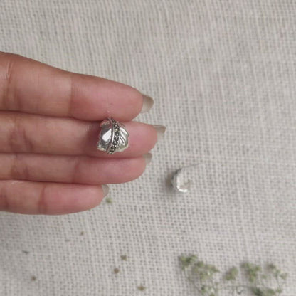 Oxidised Silver Curled Leaf Earrings