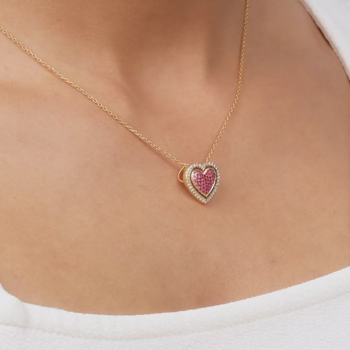 Precious Gold & Diamond Heart Pendant Necklace in 14k Yellow or White Gold  – John Atencio