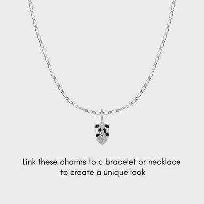 Silver Cute Little Panda with Sister Charm