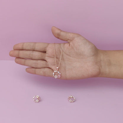 Anushka Sharma Rose Gold Drop Wreath Pendant Set