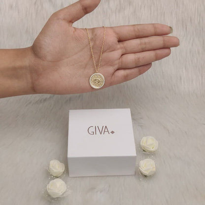 Golden Evil Eye Disc Pendant