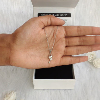 Silver Heart Lock Pendant with Link Chain