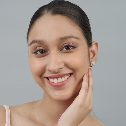 Silver Solitaire Pearl Studs