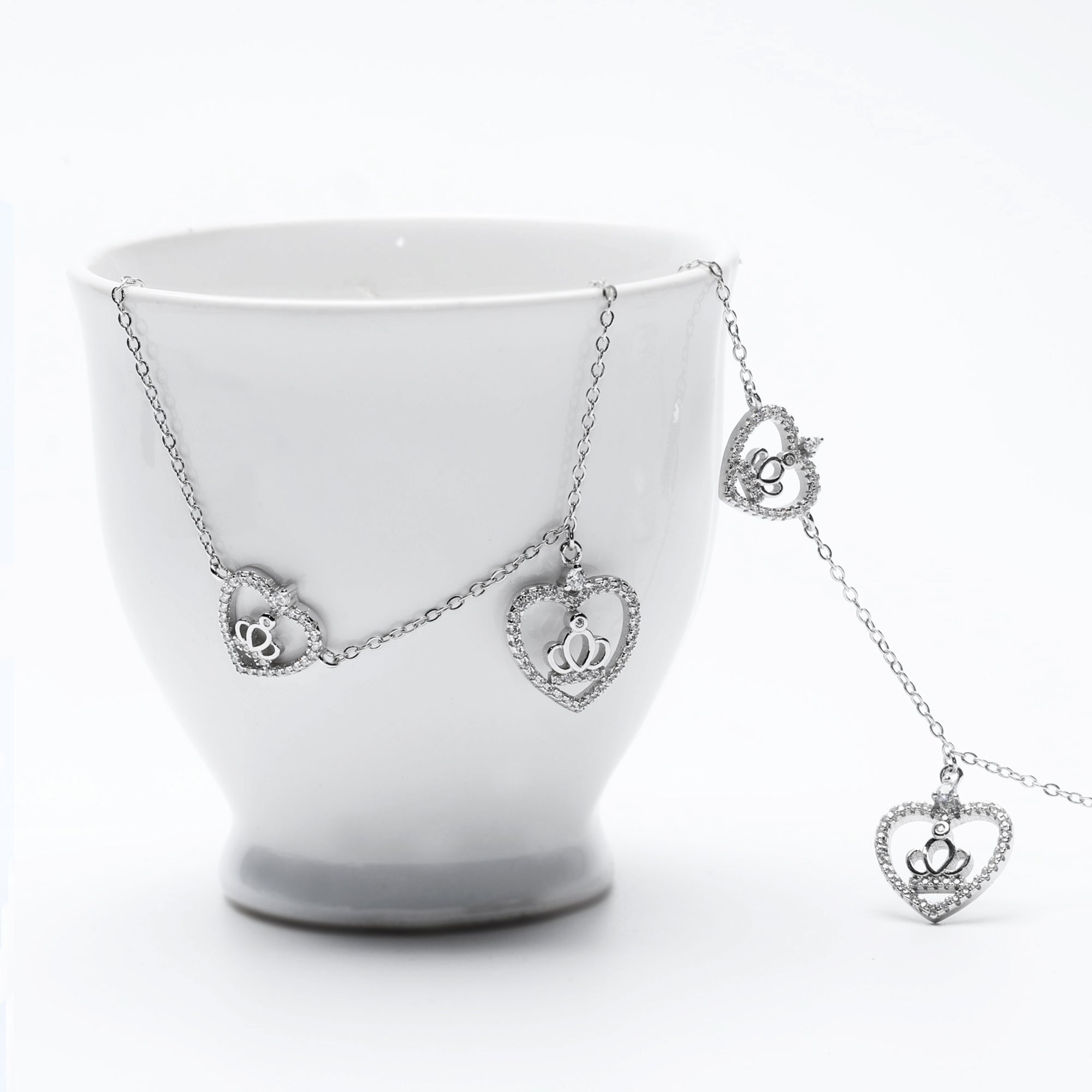 Silver Crown Heart Anklet - view 3