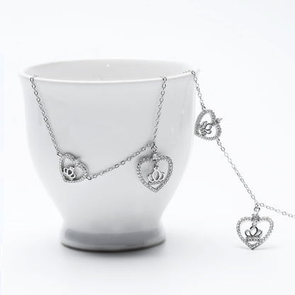 Silver Crown Heart Anklet