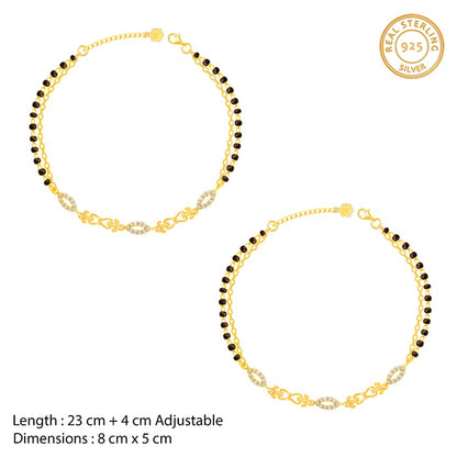 Golden Beads And Chains Anklet