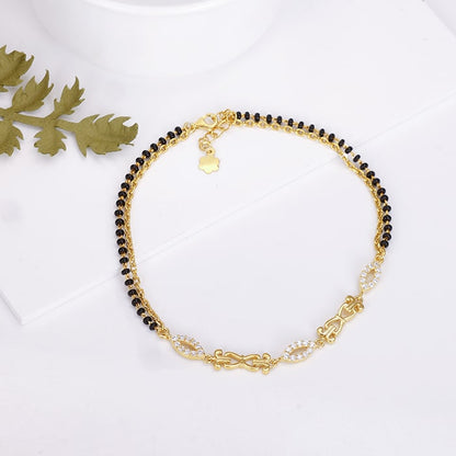 Golden Beads And Chains Anklet