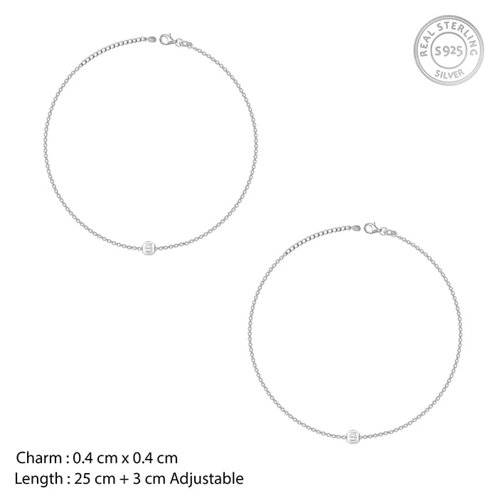 Silver Minimal Bead Anklet - view 4