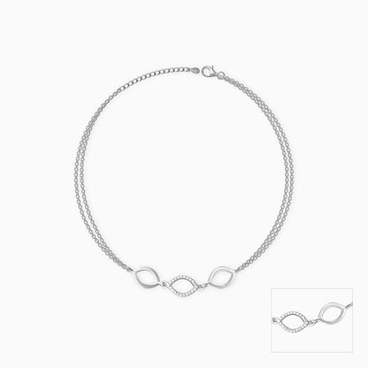 Silver Triple Marquis Anklet
