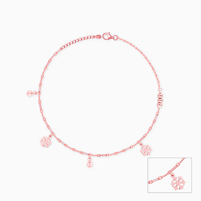 Rose Gold Snowflake & Beads Anklet - view 3