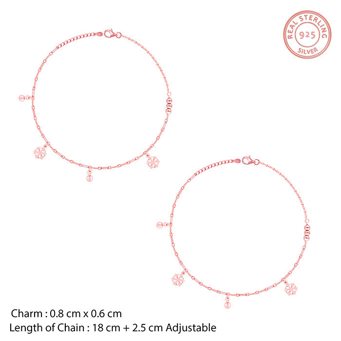 Rose Gold Snowflake & Beads Anklet - view 4