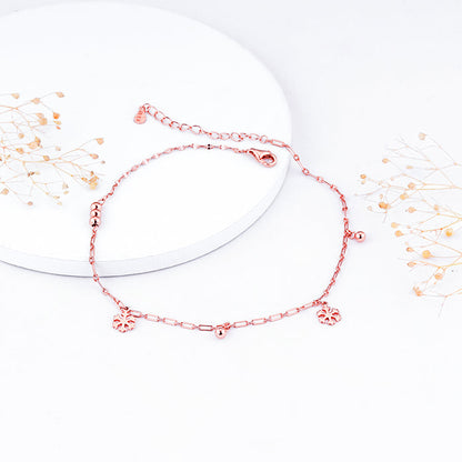 Rose Gold Snowflake & Beads Anklet