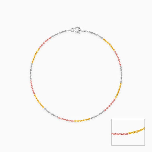Triple Tone Twisted Chain Anklet