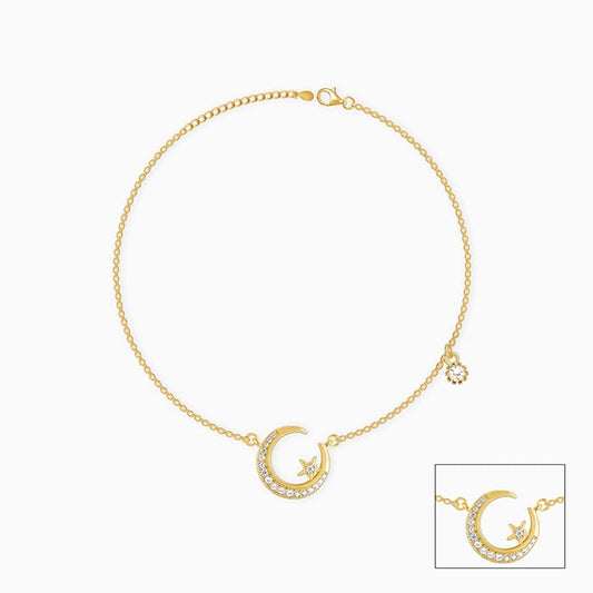 Golden Moon and Star Anklet