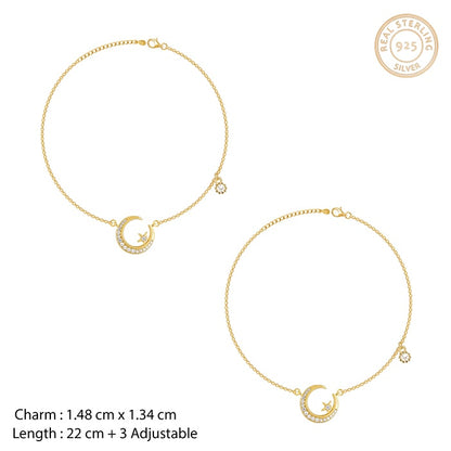 Golden Moon and Star Anklet