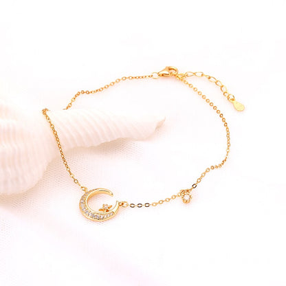 Golden Moon and Star Anklet
