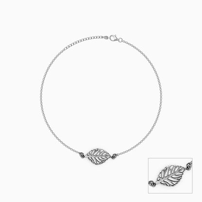 Oxidised Silver Leaf Anklet