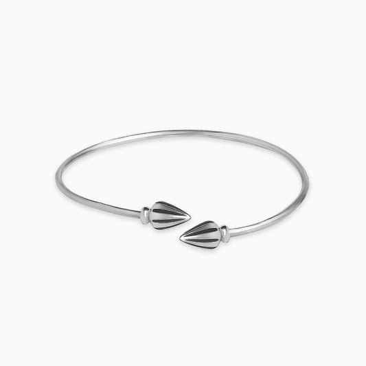 Oxidised Silver Flower Bud Bangle Bracelet