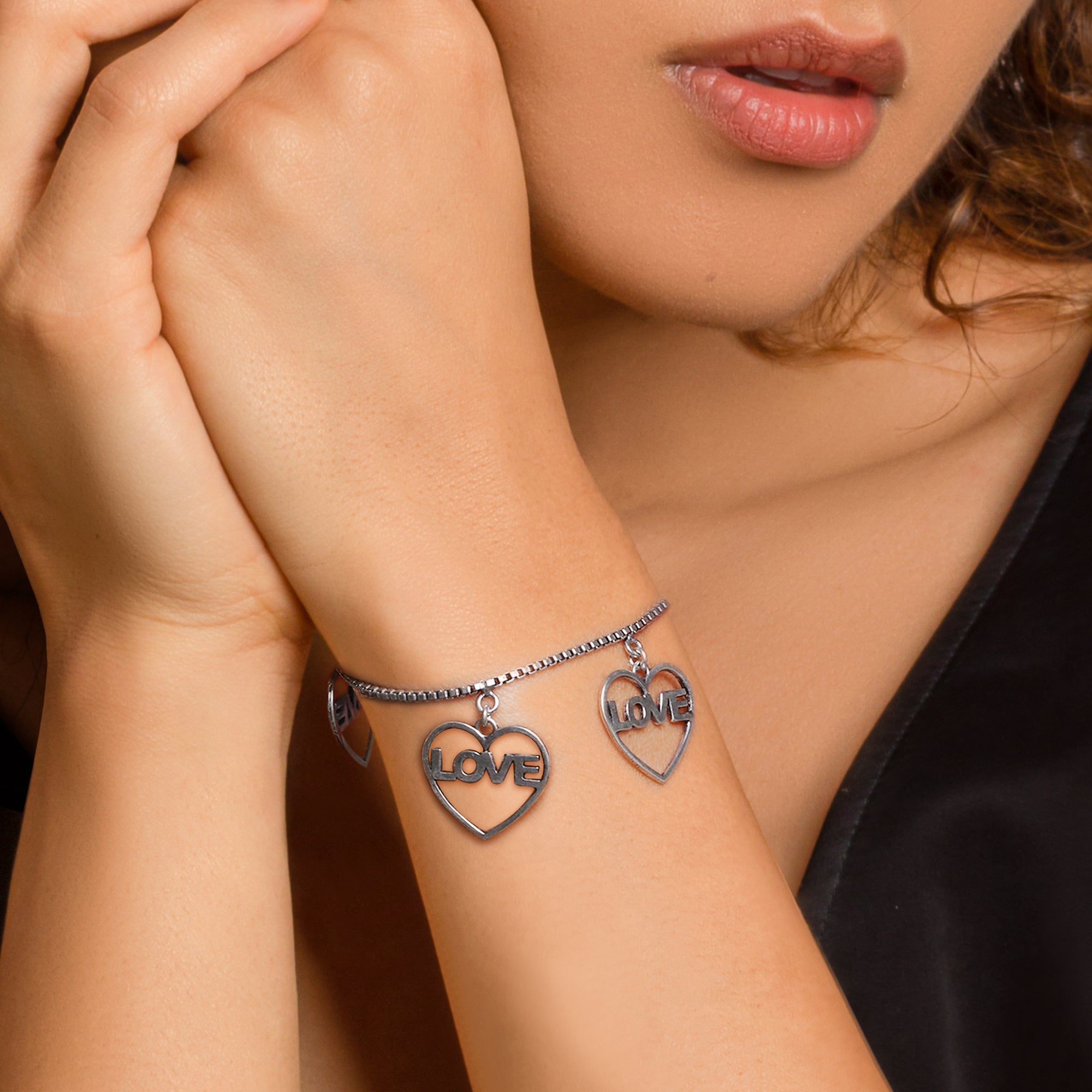 Oxidised Silver Love Bracelet - view 3