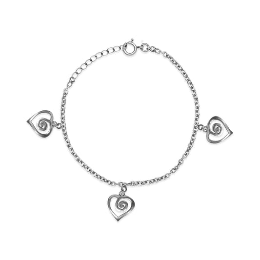 Oxidised Spiral Heart Bracelet