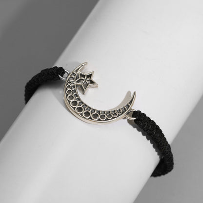 Oxidised Silver Crescent Moon Bracelet