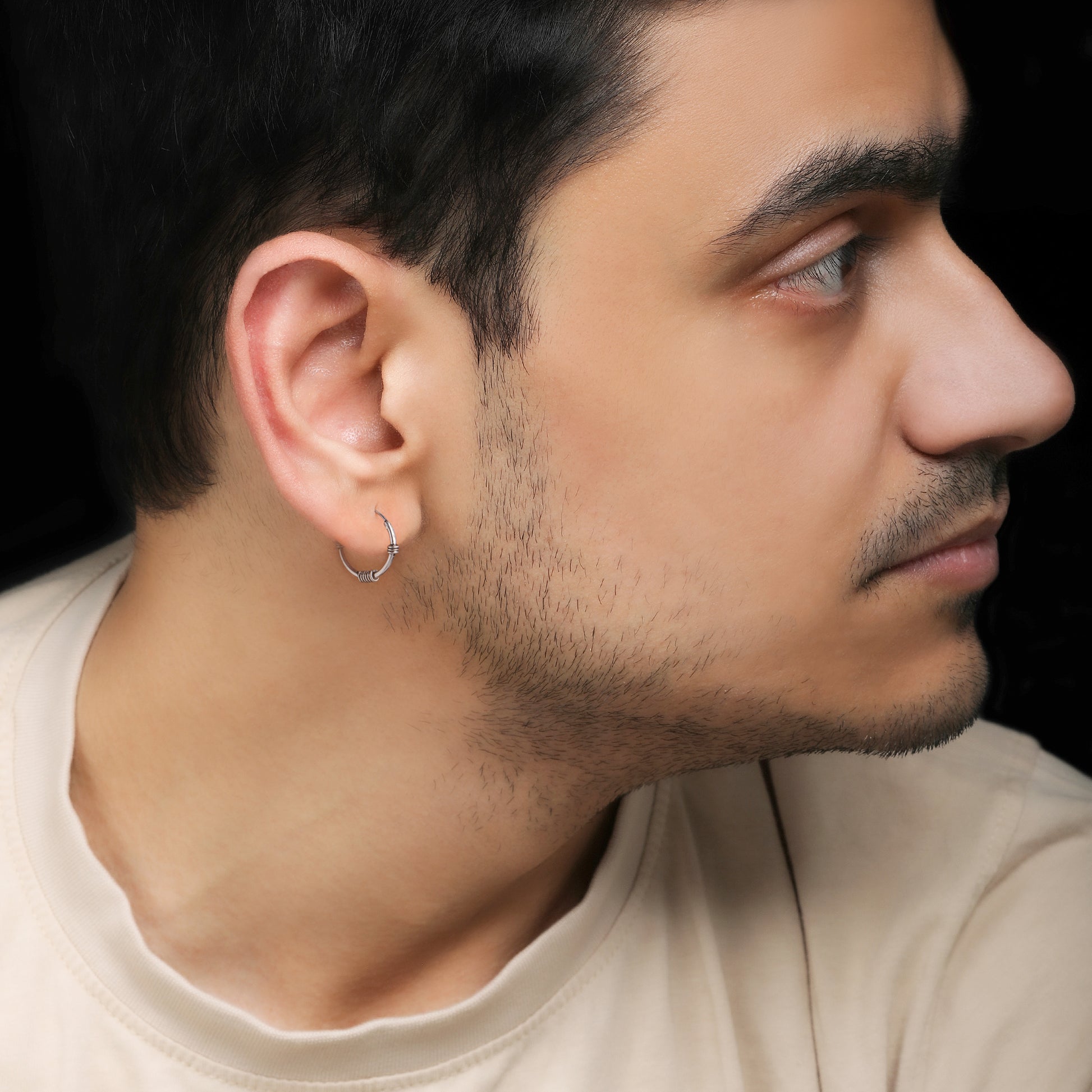Oxidised Silver Ring Baali (Hoops) For Him