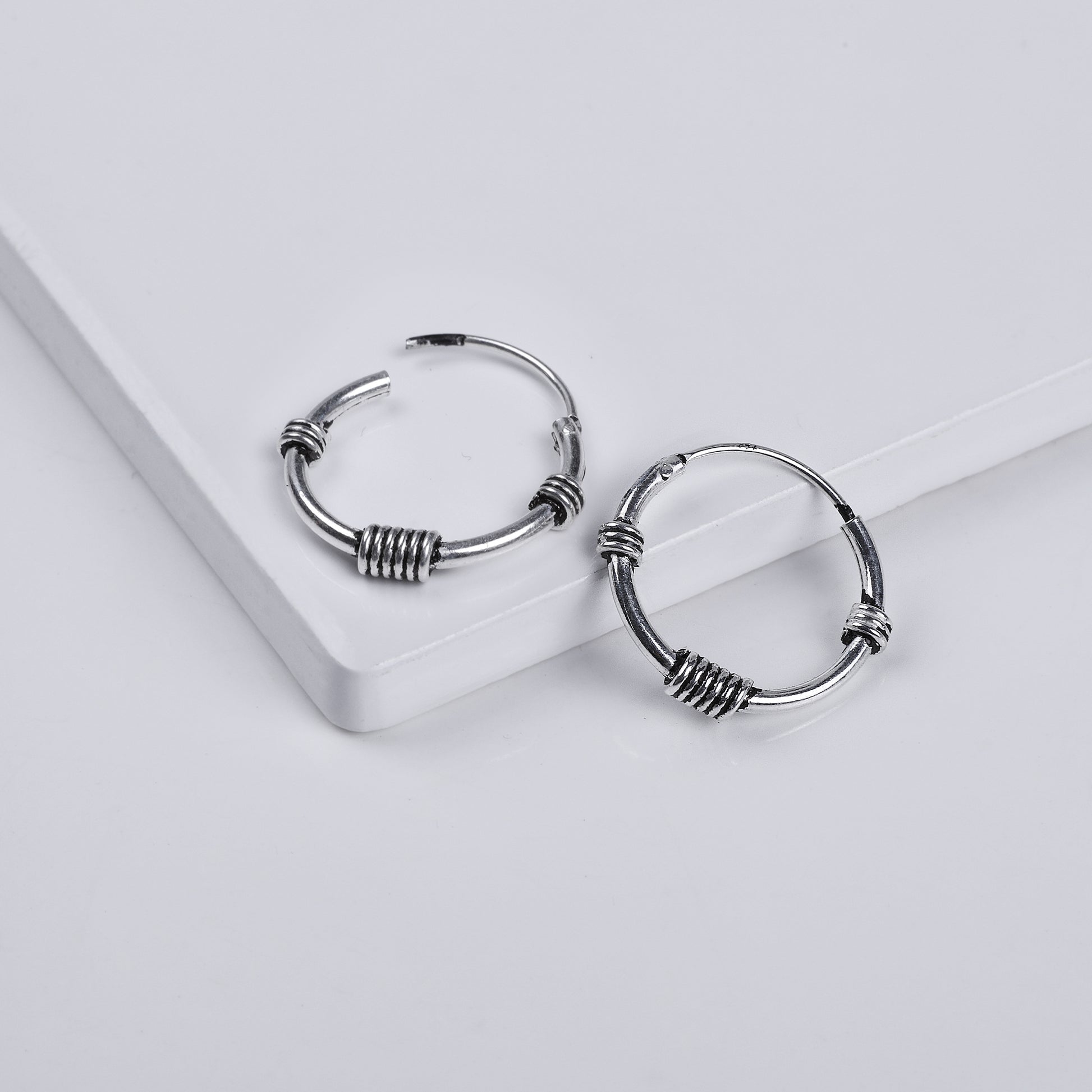 Oxidised Silver Ring Baali (Hoops) For Him