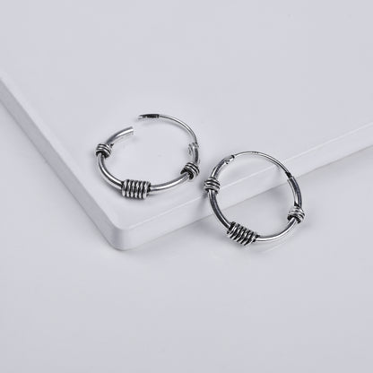 Oxidised Silver Ring Baali (Hoops) For Him