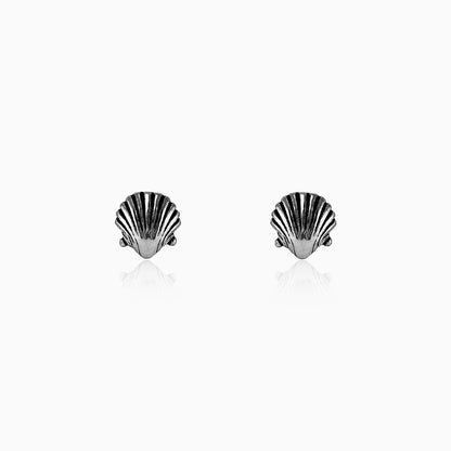 Oxidised Silver Seashell Stud Earrings