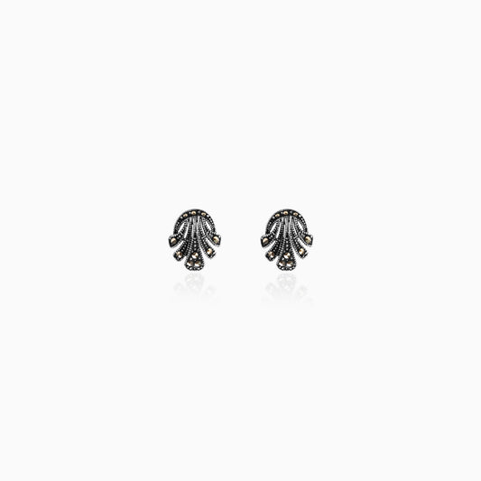 Oxidised Silver Palm Leaf Earrings