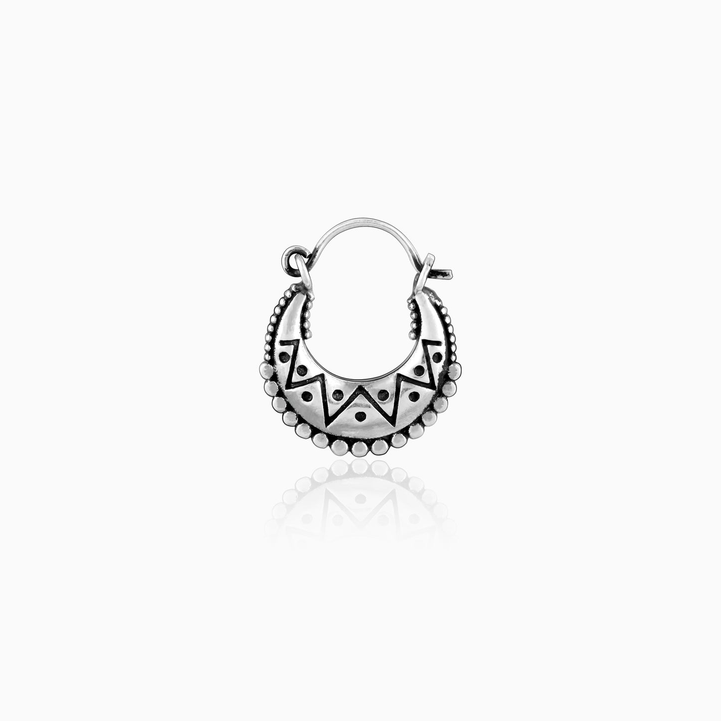 Oxidised Silver Tribal Nose Ring