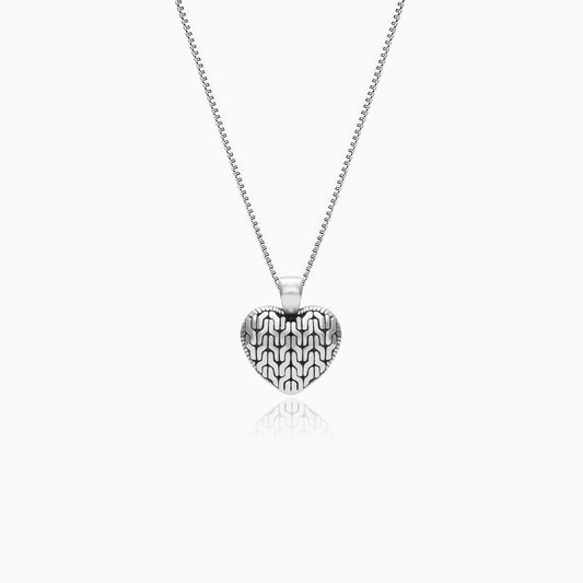 Oxidised Silver Charming Heart Pendant with Box Chain