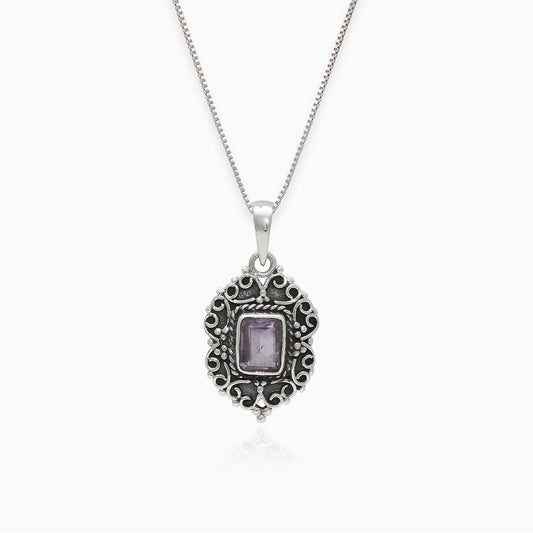Oxidised Purple Elegance Pendant with Box Chain