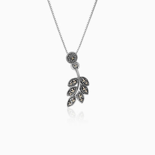 Oxidised Silver Swaying Leaf Pendant with Chain