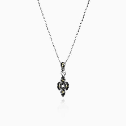 Oxidised Silver Dangling Leaf Pendant with Box Chain