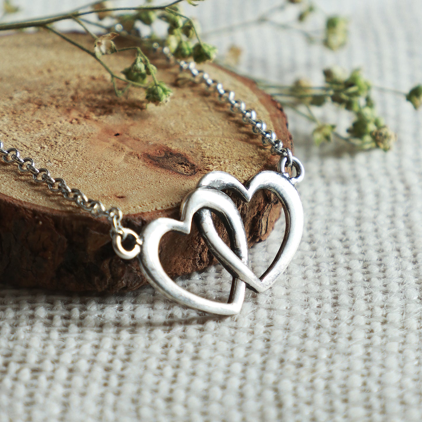 Oxidised Silver Entwined Heart Pendant