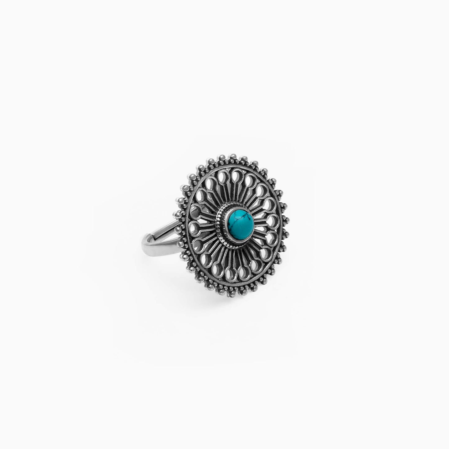 Oxidised Silver Turquoise Chakra Ring