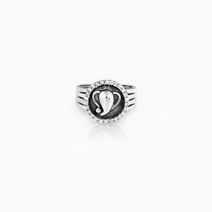 Oxidised Silver Ganpati Chakra Ring