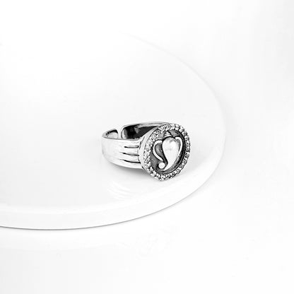 Oxidised Silver Ganpati Chakra Ring