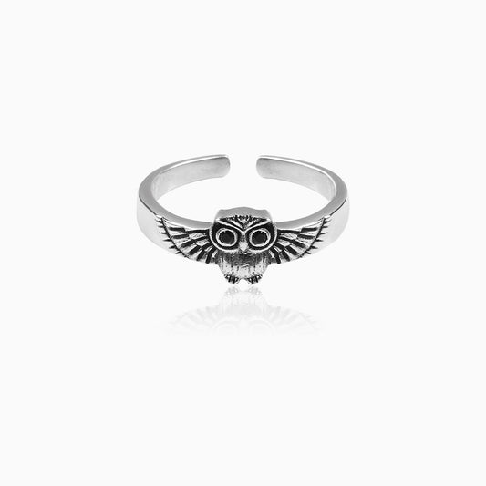 Oxidised Silver Soaring Owl Ring
