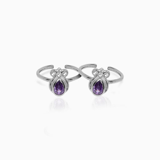 Oxidised Silver Lavendar Toe Rings