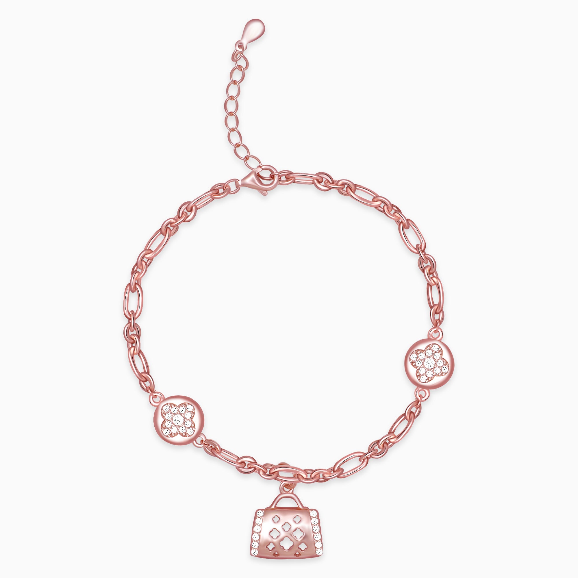Rose Gold Weave Charm Bracelet - Image 1