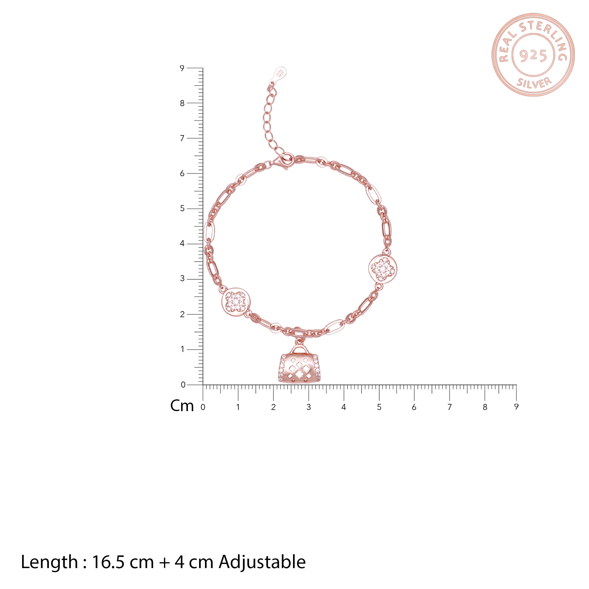 Rose Gold Weave Charm Bracelet - view 4