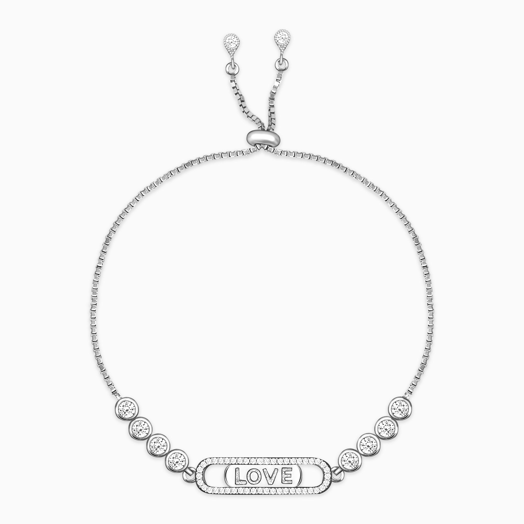 Silver Zircon Love Bracelet - Image 1