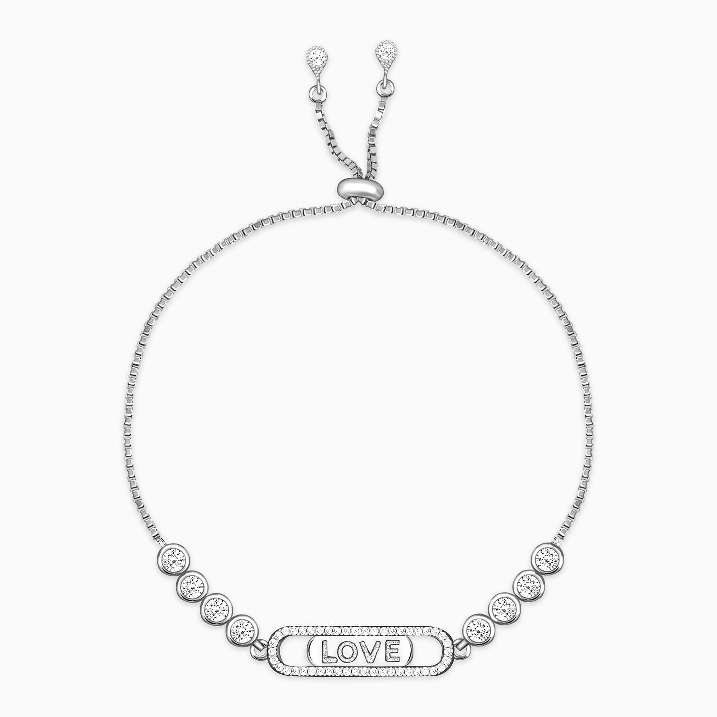 Silver Zircon Love Bracelet