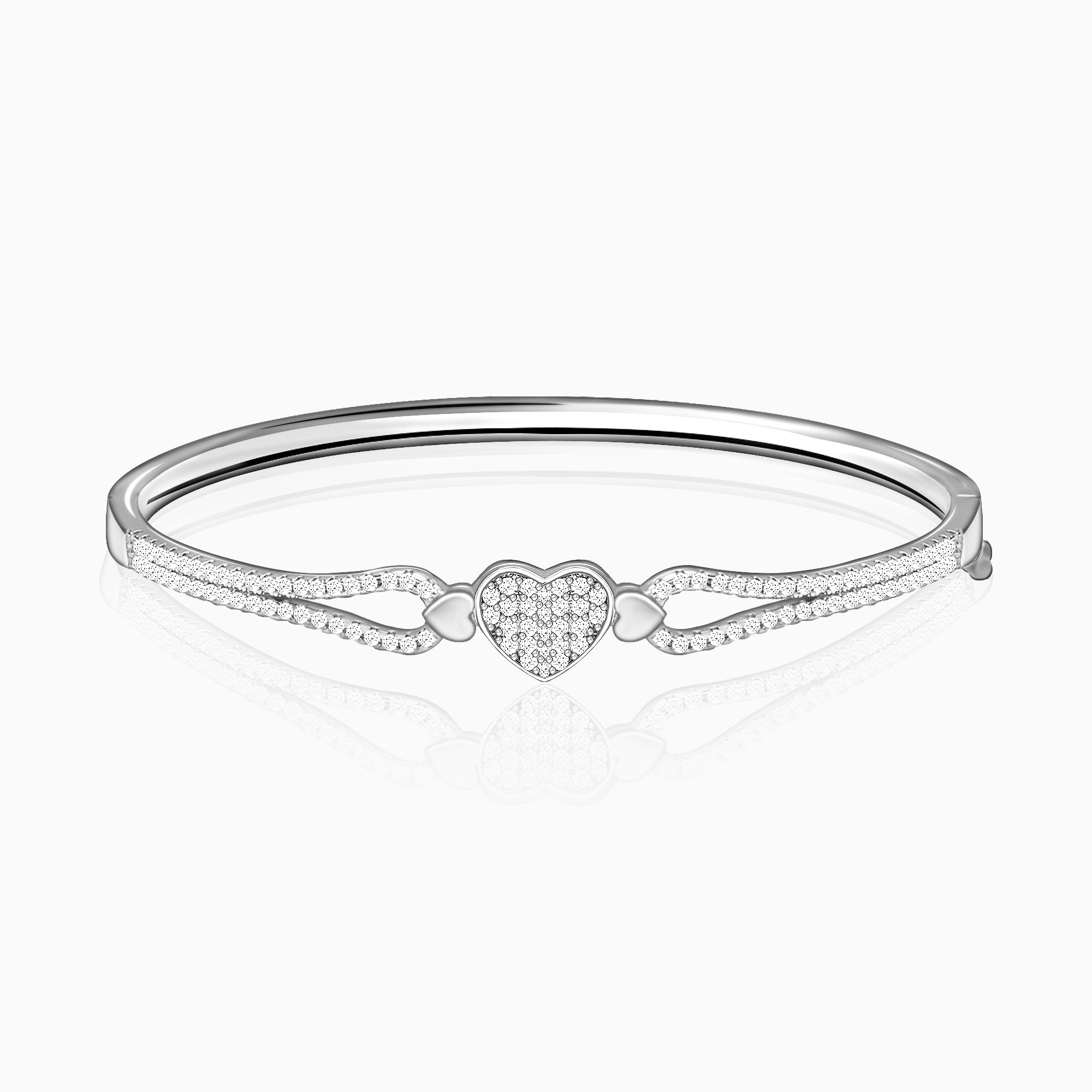 Silver Zircon Studded Heart Bracelet - Image 1