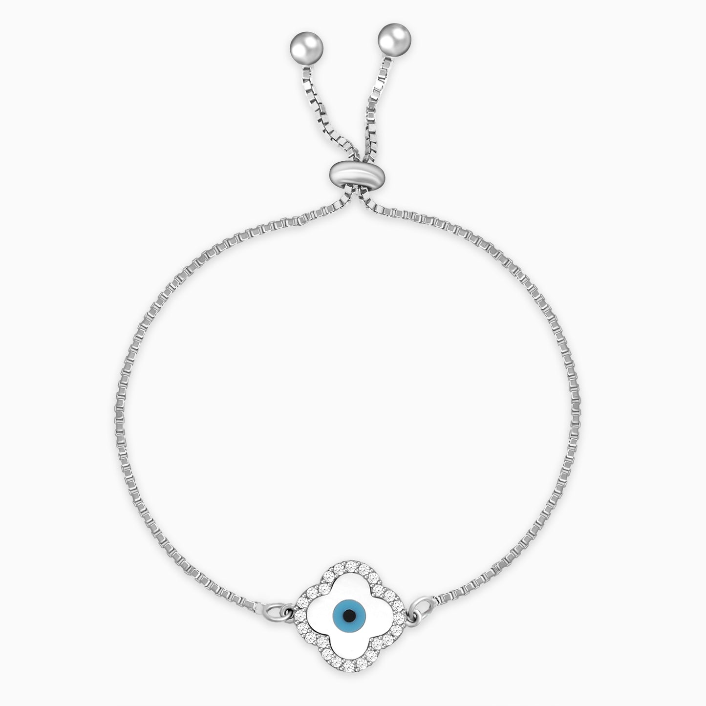 Anushka Sharma Silver Evil Eye Clover Bracelet