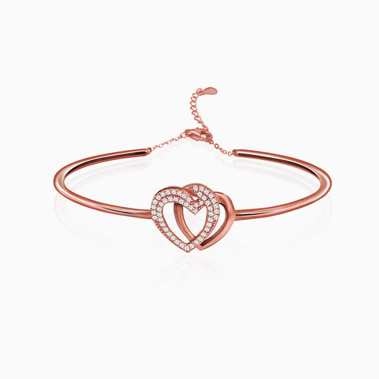 Rose Gold Interlocked Heart Duo Bracelet